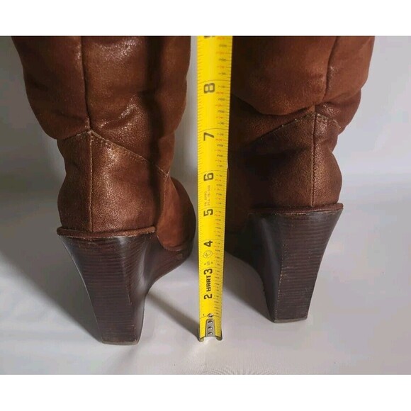 Michael Kors Calista Vicuna Distressed Suede High Knee Faux Fur Boots Size 7.5M - Picture 10 of 12